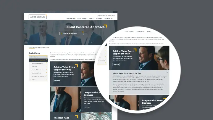 Aird Berlis_Web design_Website development_Client Centered Approach page