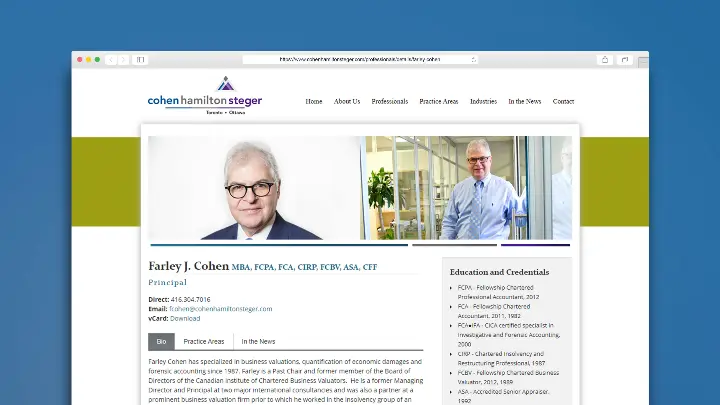 Cohen Hamilton Steger_CHS_Web Design_Website Development_Bio Page_Browser View