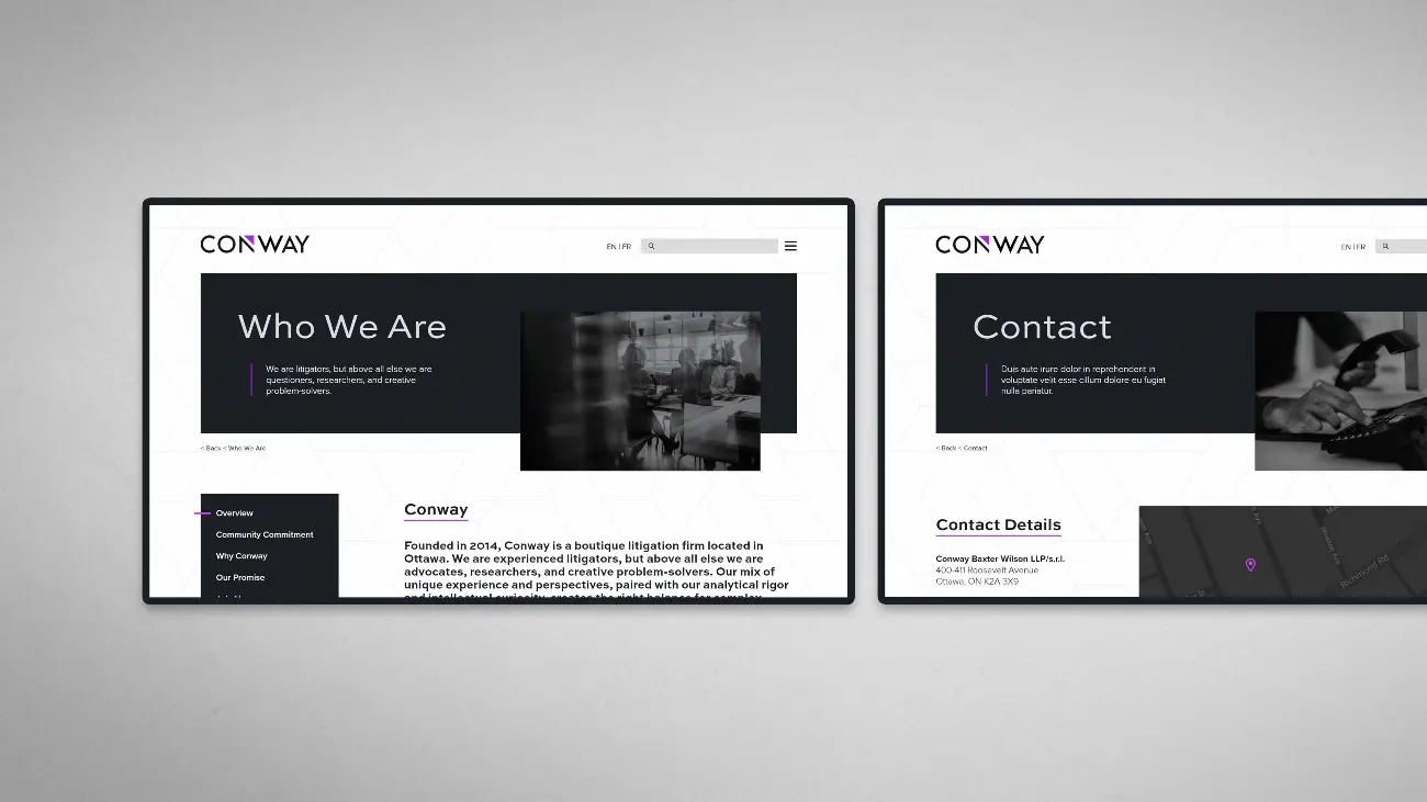 Conway website mockups