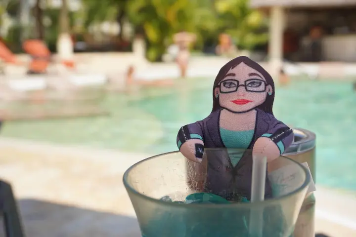 Cubicle Fugitive_Voodoo doll in drink with straw_2017 02 18