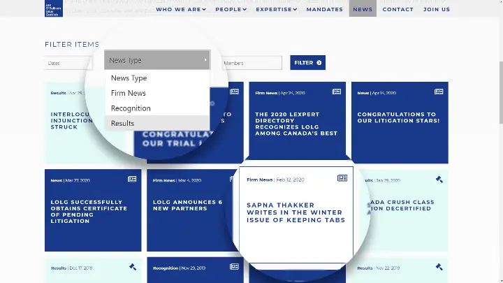 Lax O Sullivan Lisus Gottlieb LLP_LOLG_Web design_Website development_News_Filtering