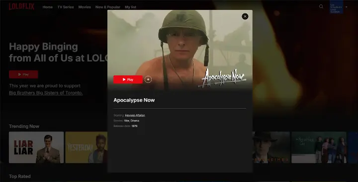 LOLG 2024 Holiday Card - LOLGflix Interface - Hovsep