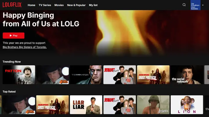 LOLG Holiday 2024 - LOLGFlix User Interface 2