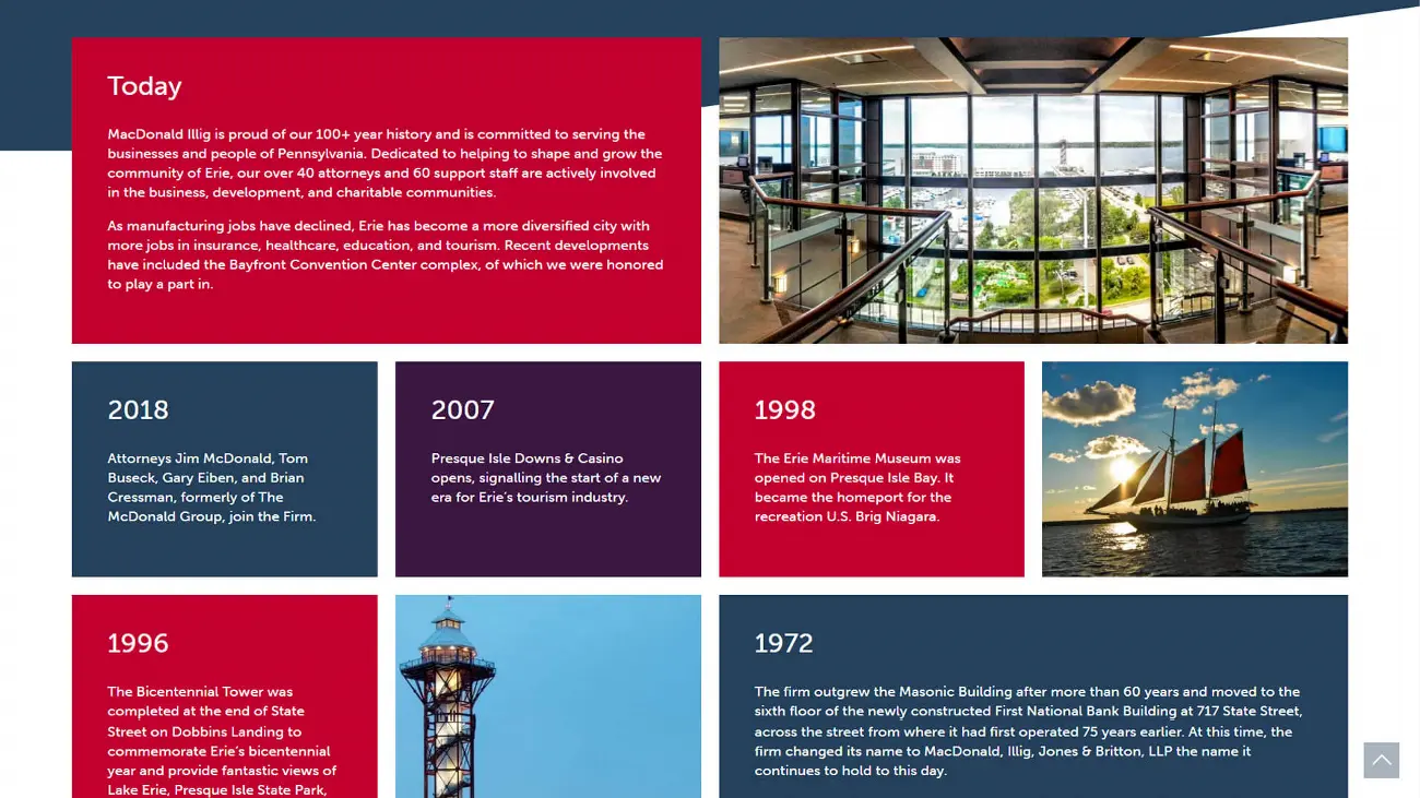 MacDonald Illig Jones Britton LLP_Web Design_Website Development_History Page