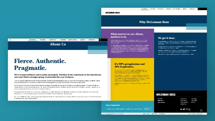 McLennan Ross About Us and Why McLennan Ross pages on website