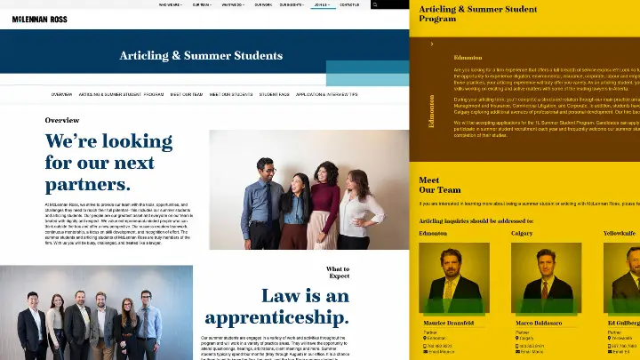 McLennan Ross Articling Summer Students page on website
