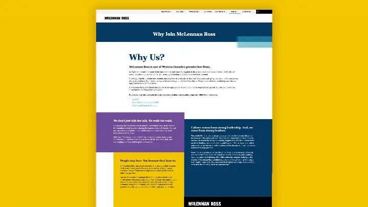 McLennan Ross Why Join Us page on website