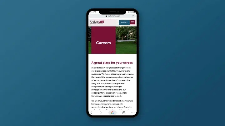 Sorbara Law_Web Design_Website Development_Careers_Mobile View