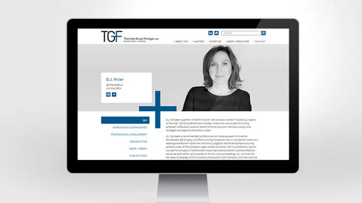 Thorton Grout Finnigan_TGF_Web design_Website development_Bio page
