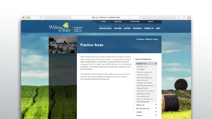 Wilms Shier_Brand Positioning and Awareness_Website design_Web development_Practice Areas_Browser View